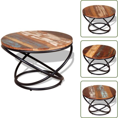 The Living Store Mesa de centro de madera maciza reciclada 60x60x40 cm - Madera reciclada