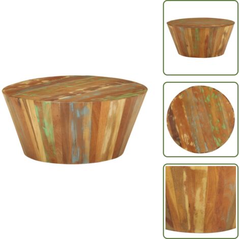 The Living Store Mesa de centro de madera maciza reciclada Ø65x31 cm - Madera reciclada