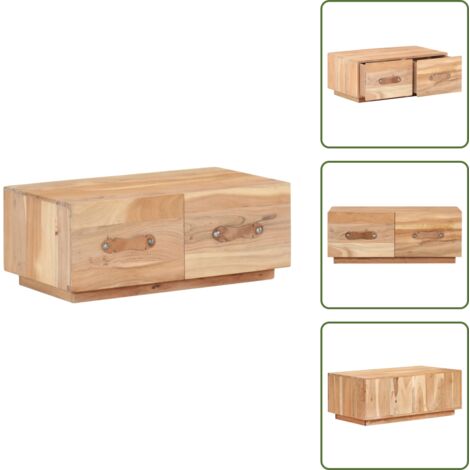 The Living Store Mesa de centro de madera maciza reciclada 90x50x35 cm - Madera reciclada