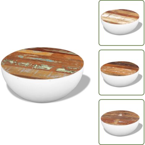 The Living Store Mesa de centro forma cuenco madera maciza reciclada 60x60x30 cm - Madera reciclada