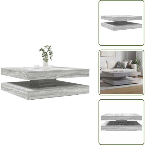 The Living Store Mesa de centro giratoria 360 grados gris Sonoma 90x90x34,5 cm - Mesa de centro