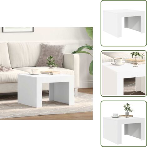The Living Store Mesa de centro madera contrachapada blanco 50x50x35 cm - Mesa de salón