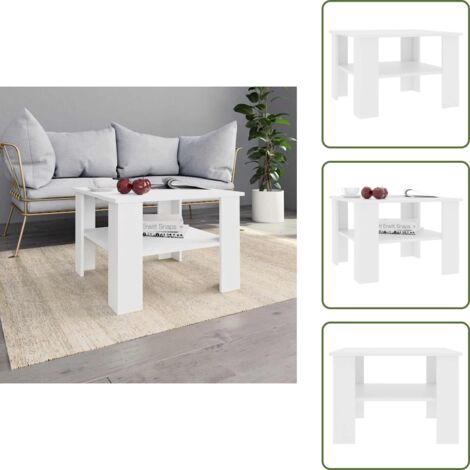 The Living Store Mesa de centro madera contrachapada blanco 60x60x42 cm - Mesa de centro de madera