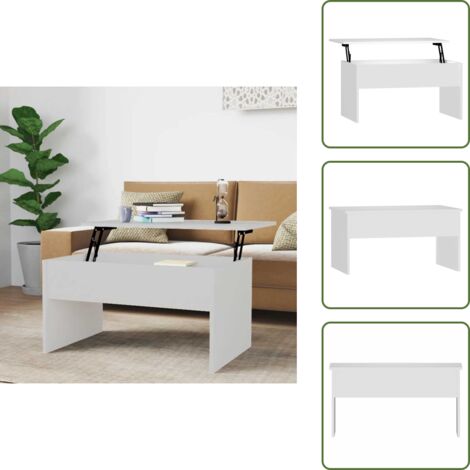 The Living Store Mesa de centro madera contrachapada blanco 80x50,5x41,5 cm - Mesa de comedor