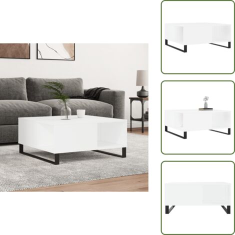 The Living Store Mesa de centro madera contrachapada blanco 80x80x36,5 cm - Mesa de centro de madera