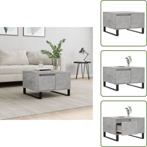 The Living Store Mesa de centro madera contrachapada gris hormigón 55x55x36,5 cm - Madera contrachapada