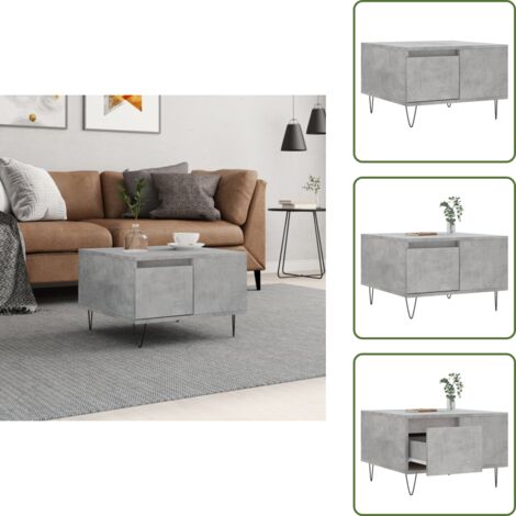 The Living Store Mesa de centro madera contrachapada gris hormigón 55x55x36,5 cm - Madera contrachapada