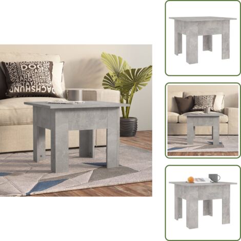 The Living Store Mesa de centro madera contrachapada gris hormigón 55x55x42 cm - Mesa de salón