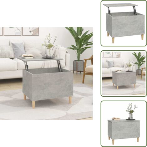 The Living Store Mesa de centro madera contrachapada gris hormigón 60x44,5x45 cm - Mesa de salón