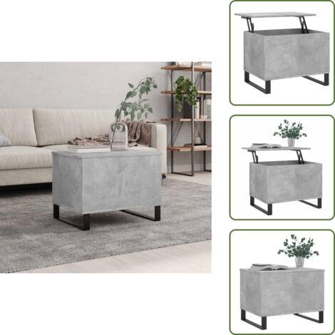 The Living Store Mesa de centro madera contrachapada gris hormigón 60x44,5x45 cm - Mesa de salón