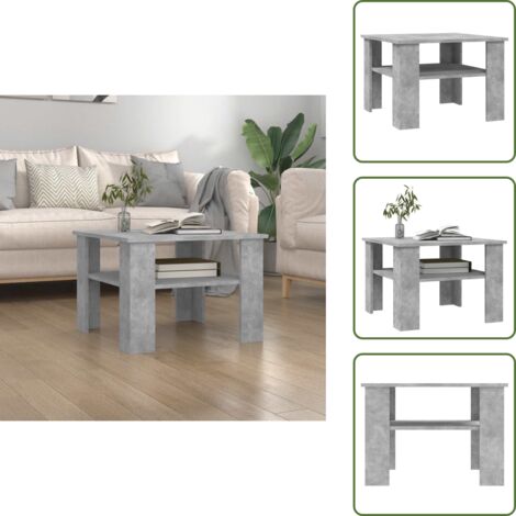 The Living Store Mesa de centro madera contrachapada gris hormigón 60x60x42 cm - Mesa de centro gris hormigón