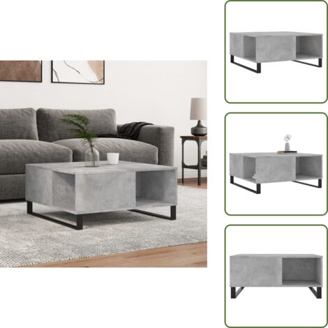 The Living Store Mesa de centro madera contrachapada gris hormigón 80x80x36,5 cm - Madera contrachapada