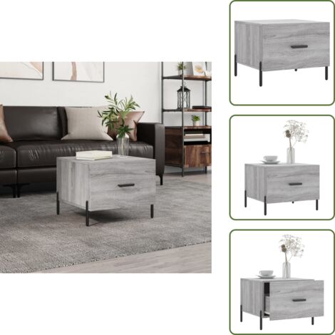 The Living Store Mesa de centro madera contrachapada gris Sonoma 50x50x40 cm - Madera contrachapada
