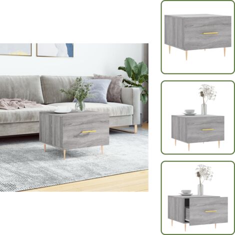 The Living Store Mesa de centro madera contrachapada gris Sonoma 50x50x40 cm - Madera contrachapada
