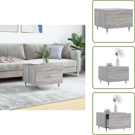 The Living Store Mesa de centro madera contrachapada gris Sonoma 50x50x40 cm - Madera contrachapada