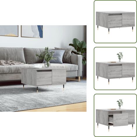 The Living Store Mesa de centro madera contrachapada gris Sonoma 55x55x36,5 cm - Madera contrachapada