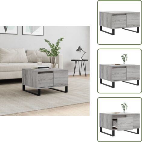 The Living Store Mesa de centro madera contrachapada gris Sonoma 55x55x36,5 cm - Madera contrachapada