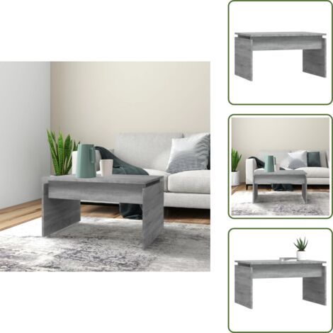 The Living Store Mesa de centro madera contrachapada gris Sonoma 68x50x38 cm - Mesa de centro gris