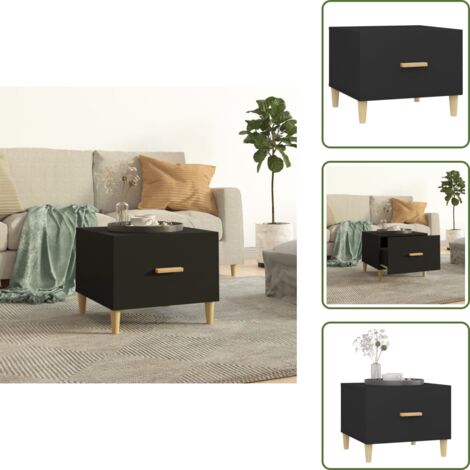 The Living Store Mesa de centro madera contrachapada negro 50x50x40 cm - Madera contrachapada