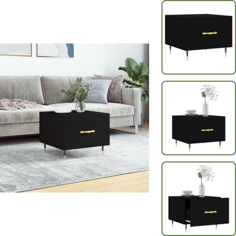 The Living Store Mesa de centro madera contrachapada negro 50x50x40 cm - Madera contrachapada