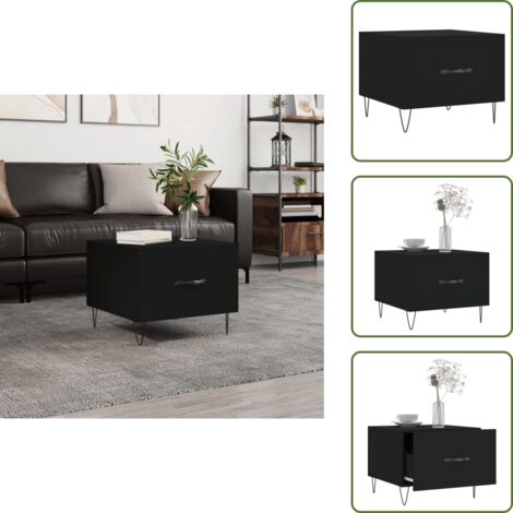 The Living Store Mesa de centro madera contrachapada negro 50x50x40 cm - Madera contrachapada