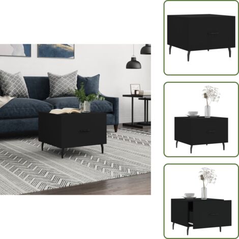 The Living Store Mesa de centro madera contrachapada negro 50x50x40 cm - Madera contrachapada
