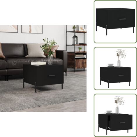 The Living Store Mesa de centro madera contrachapada negro 50x50x40 cm - Madera contrachapada