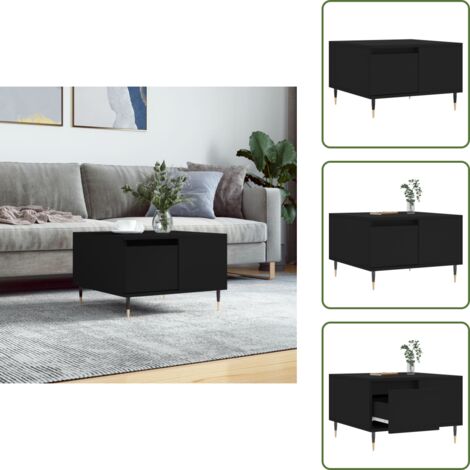 The Living Store Mesa de centro madera contrachapada negro 55x55x36,5 cm - Madera contrachapada