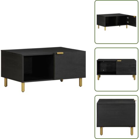 The Living Store Mesa de centro madera contrachapada negro 80x50x40 cm - Madera contrachapada
