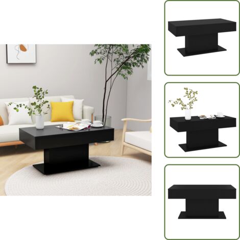 The Living Store Mesa de centro madera contrachapada negro 96x50x45 cm - Mesa de centro negra