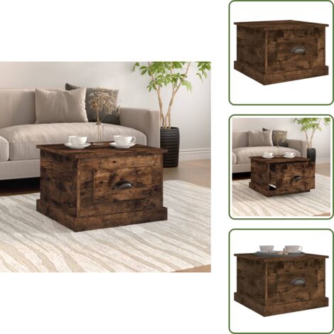 The Living Store Mesa de centro madera contrachapada roble ahumado 50x50x35 cm - Mesa auxiliar