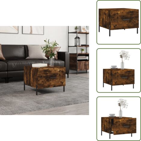 The Living Store Mesa de centro madera contrachapada roble ahumado 50x50x40 cm - Mesa de centro de madera