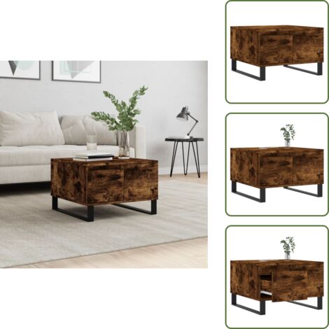 The Living Store Mesa de centro madera contrachapada roble ahumado 55x55x36,5 cm - Madera contrachapada