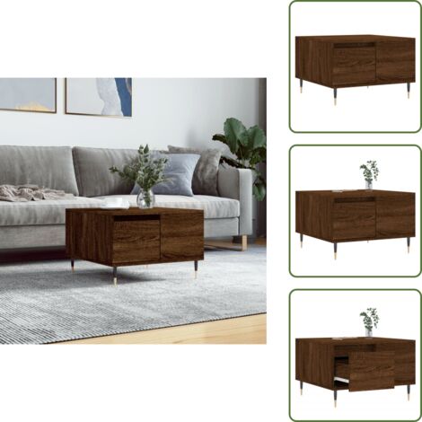 The Living Store Mesa de centro madera contrachapada roble marrón 55x55x36,5 cm - Madera contrachapada