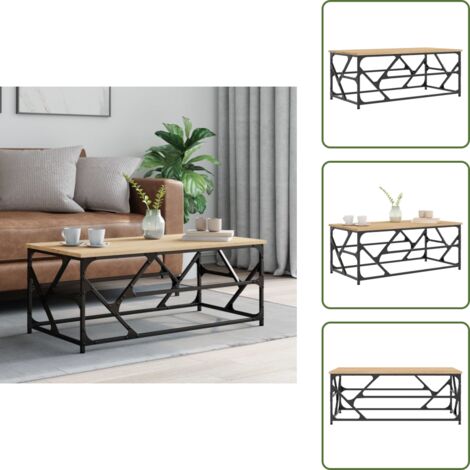 The Living Store Mesa de centro madera contrachapada roble Sonoma 100x50x40 cm - Mesa de salón