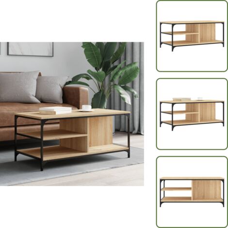The Living Store Mesa de centro madera contrachapada roble Sonoma 100x50x45 cm - Madera contrachapada