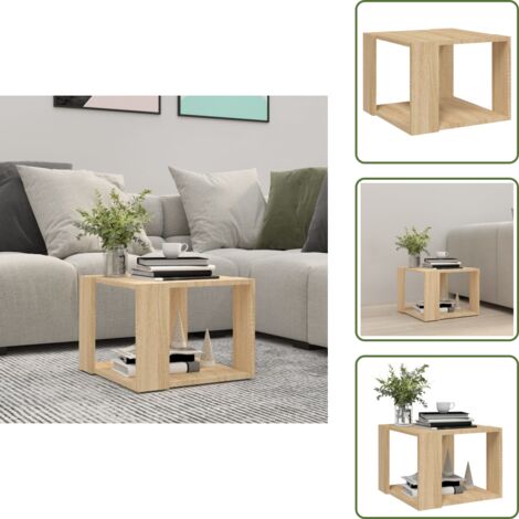 The Living Store Mesa de centro madera contrachapada roble Sonoma 40x40x30 cm - Mesa de centro de madera