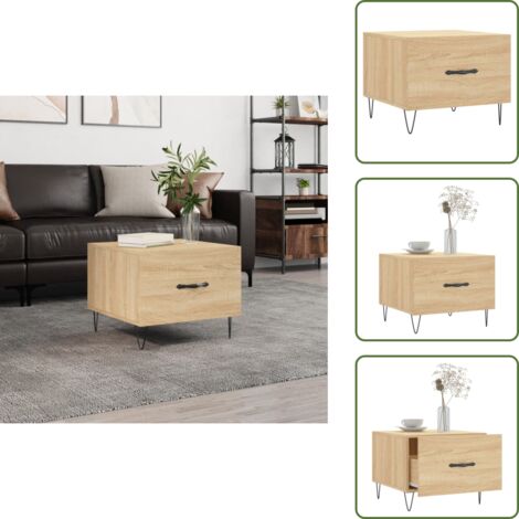 The Living Store Mesa de centro madera contrachapada roble Sonoma 50x50x40 cm - Madera contrachapada