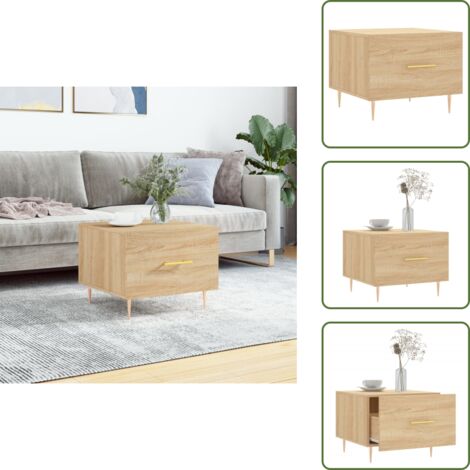 The Living Store Mesa de centro madera contrachapada roble Sonoma 50x50x40 cm - Madera contrachapada