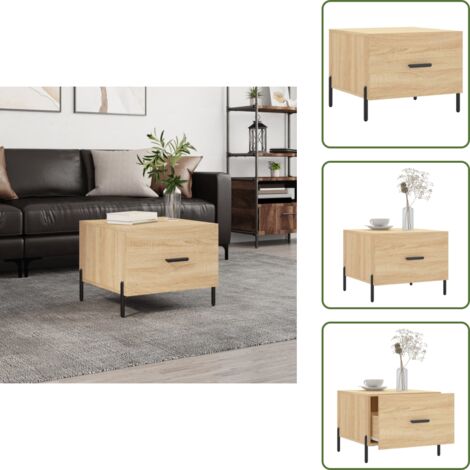 The Living Store Mesa de centro madera contrachapada roble Sonoma 50x50x40 cm - Madera contrachapada