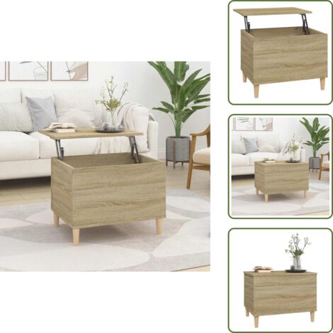 The Living Store Mesa de centro madera contrachapada roble Sonoma 60x44,5x45 cm - Mesa de centro de madera
