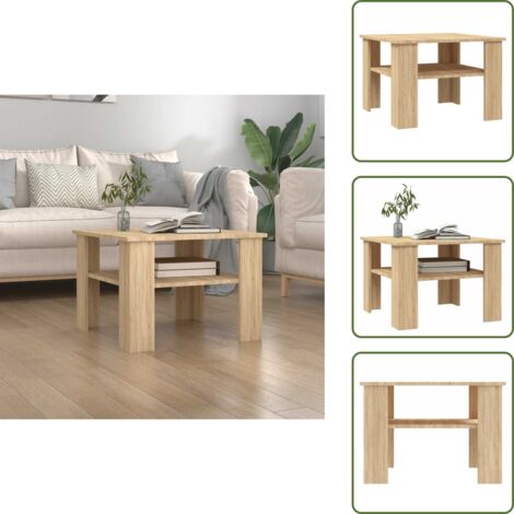 The Living Store Mesa de centro madera contrachapada roble Sonoma 60x60x42 cm - Mesa de centro de madera