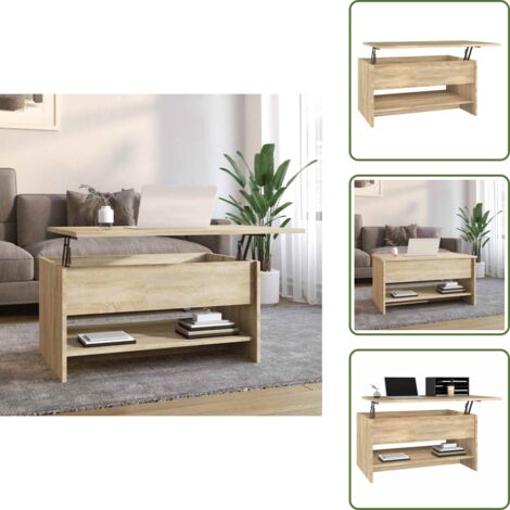 The Living Store Mesa de centro madera contrachapada roble Sonoma 80x50x40 cm - Madera contrachapada