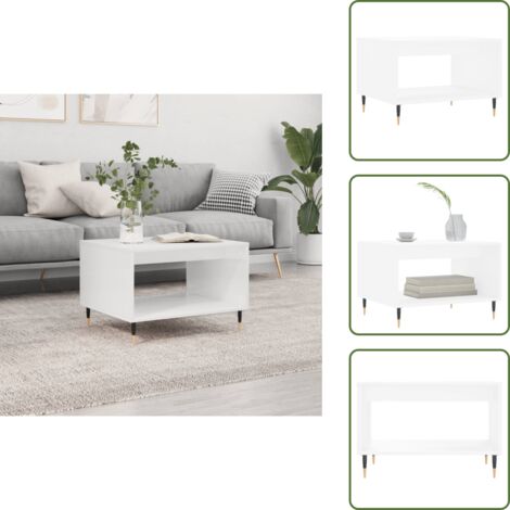 The Living Store Mesa de centro madera de ingeniería blanca 60x50x40 cm - Madera contrachapada
