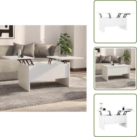 The Living Store Mesa de centro madera de ingeniería blanco 80x50x42,5 cm - Madera contrachapada