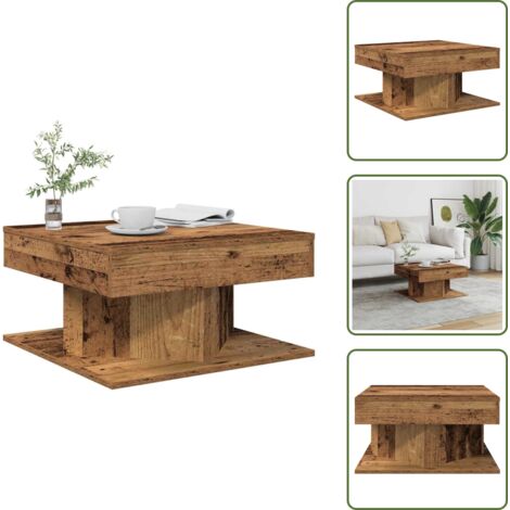 The Living Store Mesa de centro madera de ingeniería envejecida 55x55x30 cm - Madera de ingeniería