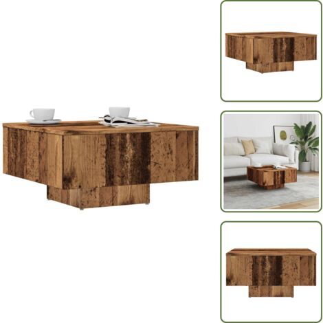 The Living Store Mesa de centro madera de ingeniería envejecida 60x60x31,5 cm - Madera de ingeniería