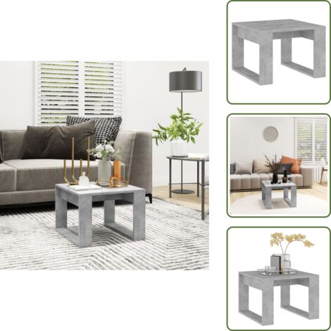 The Living Store Mesa de centro madera de ingeniería gris hormigón 50x50x35 cm - Mesa auxiliar
