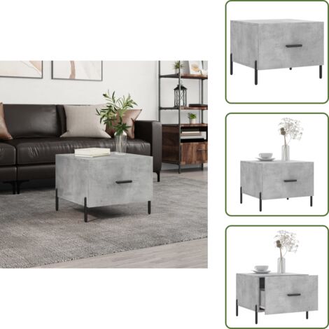 The Living Store Mesa de centro madera de ingeniería gris hormigón 50x50x40 cm - Madera contrachapada