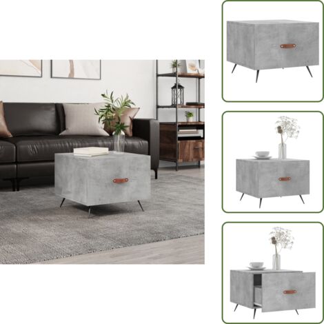 The Living Store Mesa de centro madera de ingeniería gris hormigón 50x50x40 cm - Madera de ingeniería